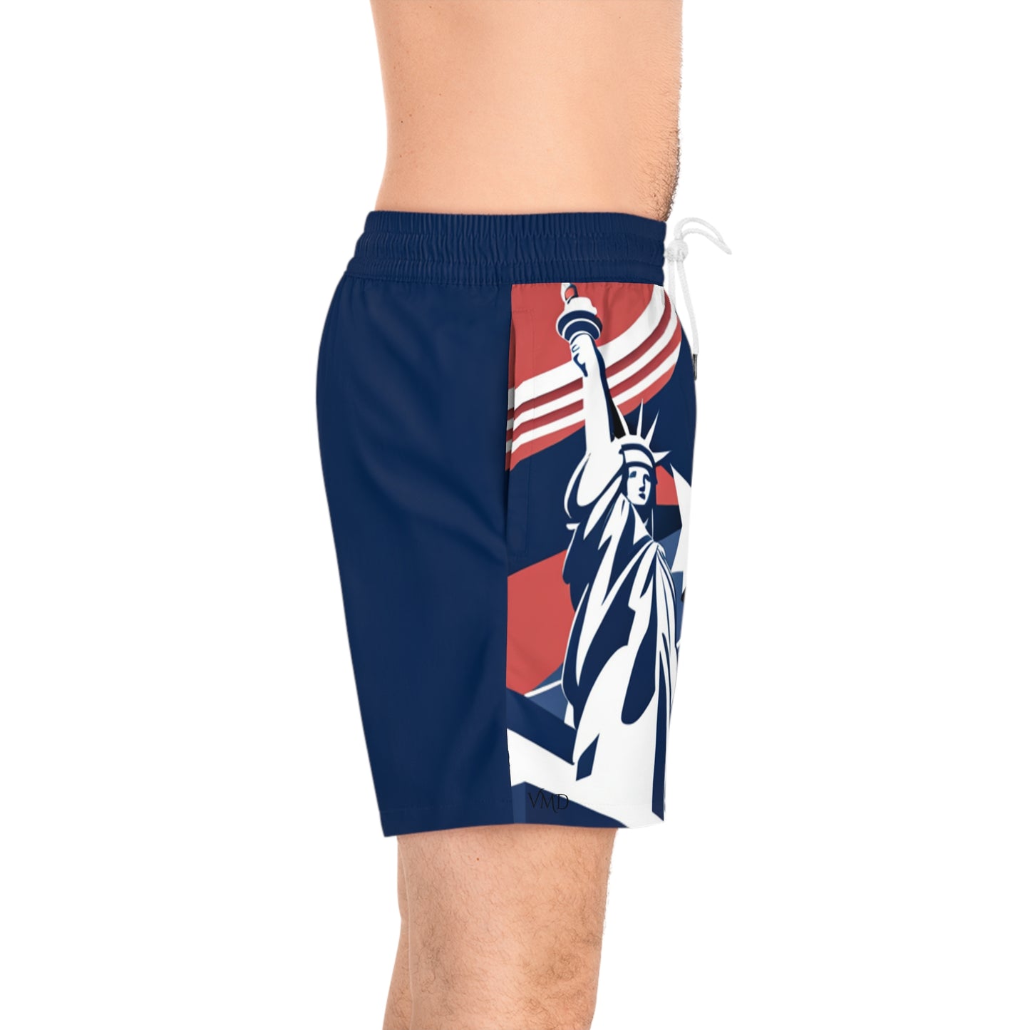 Men's Mid-Length Swim Shorts (AOP)/Statue of Liberty/R/W/B