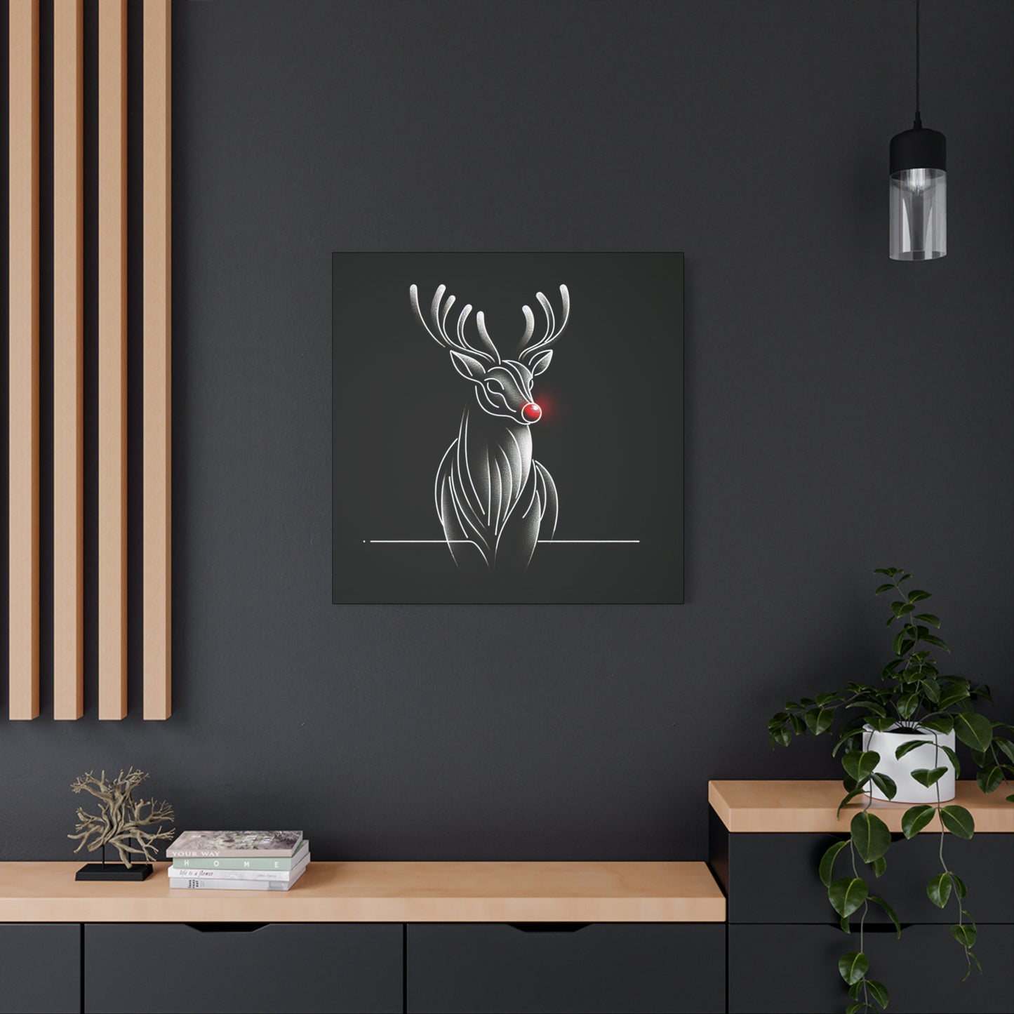 Matte Canvas, Stretched, 1.25"/ Rudolph/ Line Art/ Black/BG