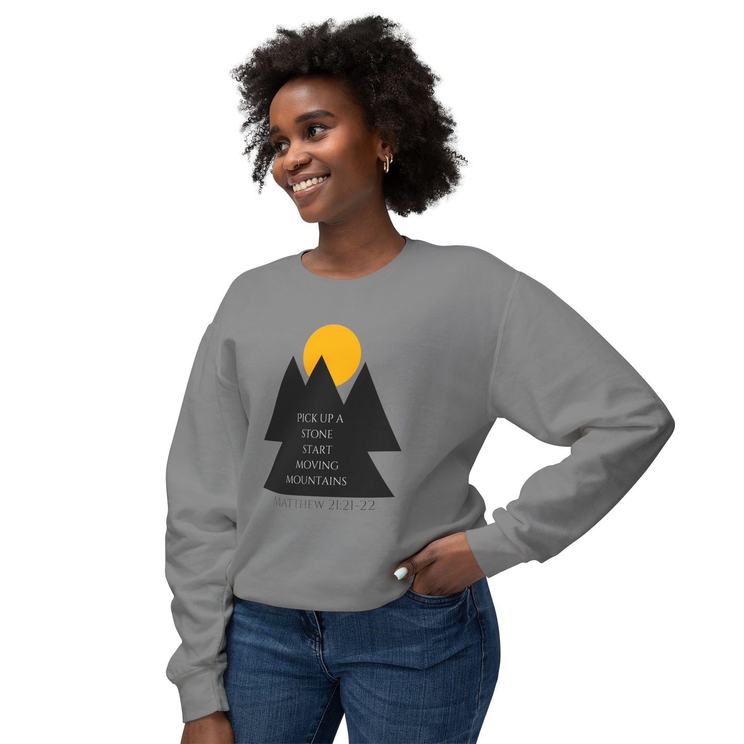 Unisex Lightweight Crewneck Sweatshirt/ Matthew 21:21-22/Mountains