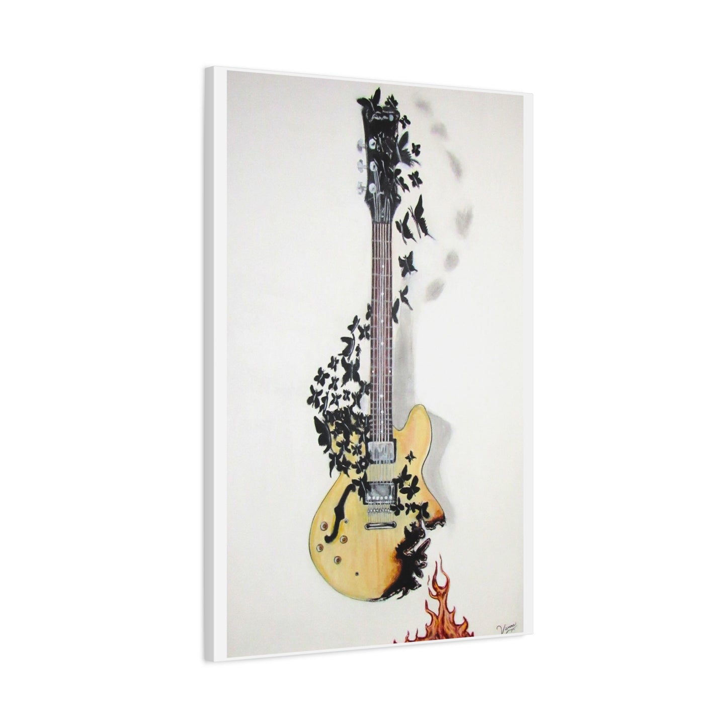 Matte Canvas, Stretched, 1.25" Acrylic Painting Print/ Music Never Dies Guitar