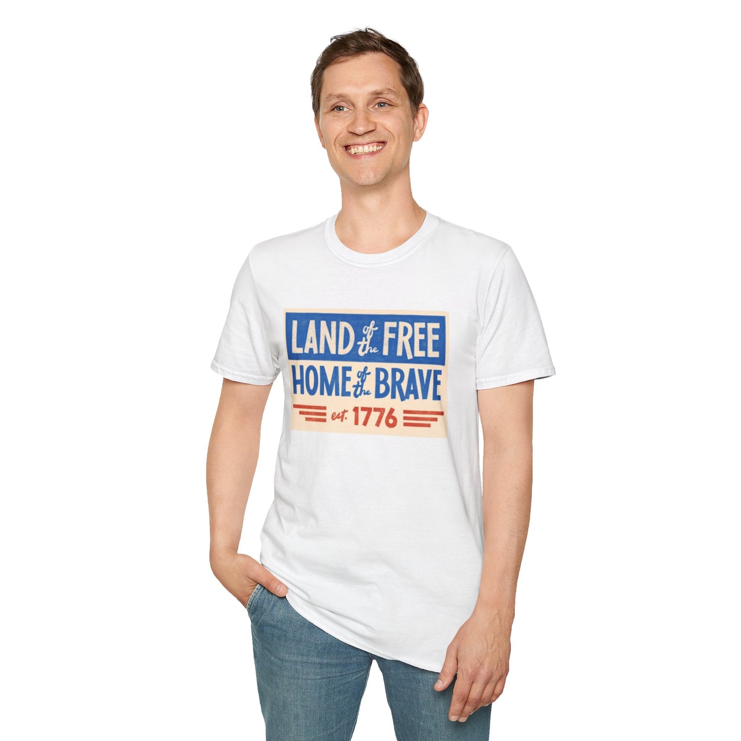 Unisex Softstyle T-Shirt/4th of July/Land of the Free Home of the Brave