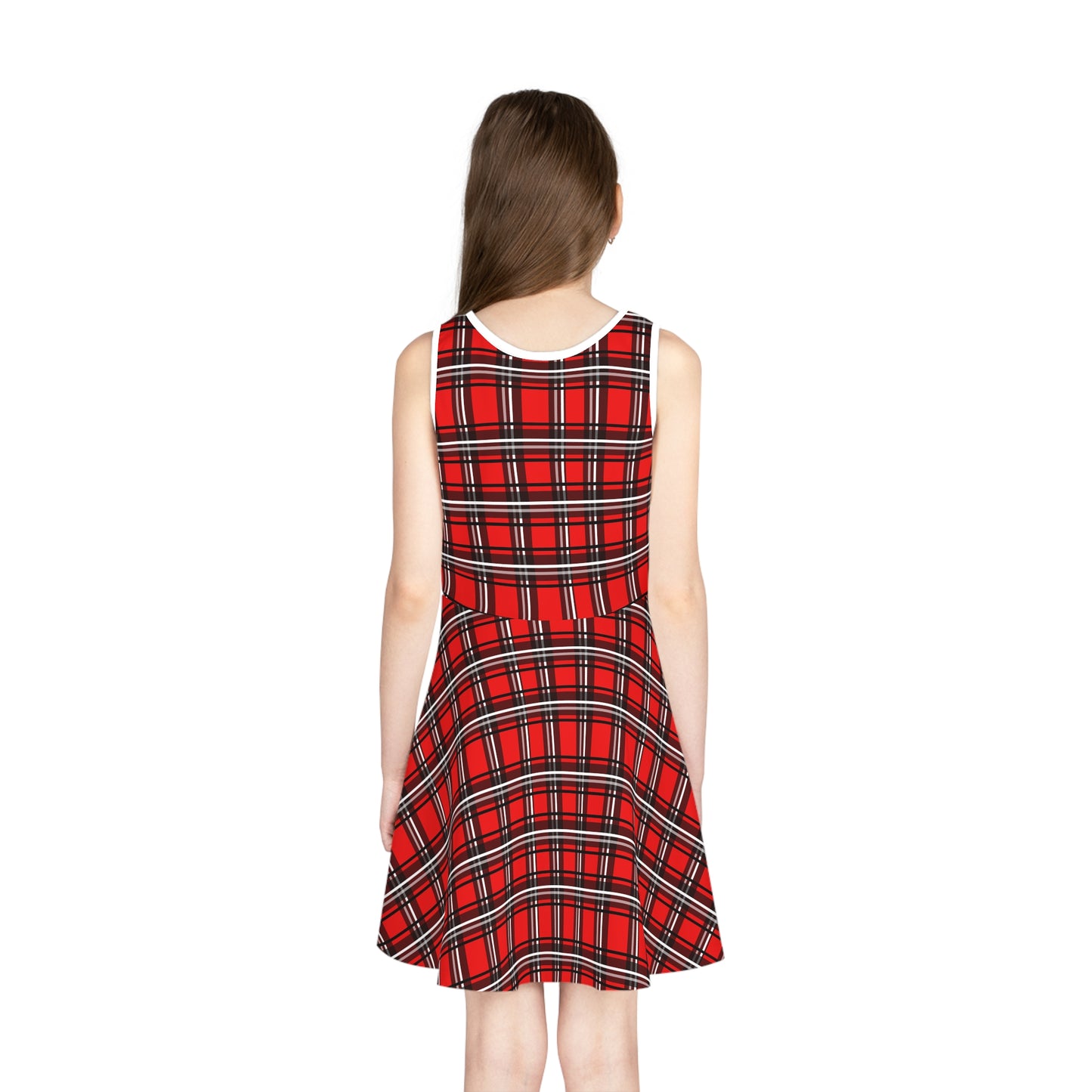 Girls' Sleeveless Sundress (AOP)/ White Reindeer/Red/Black/Plaid/Holiday