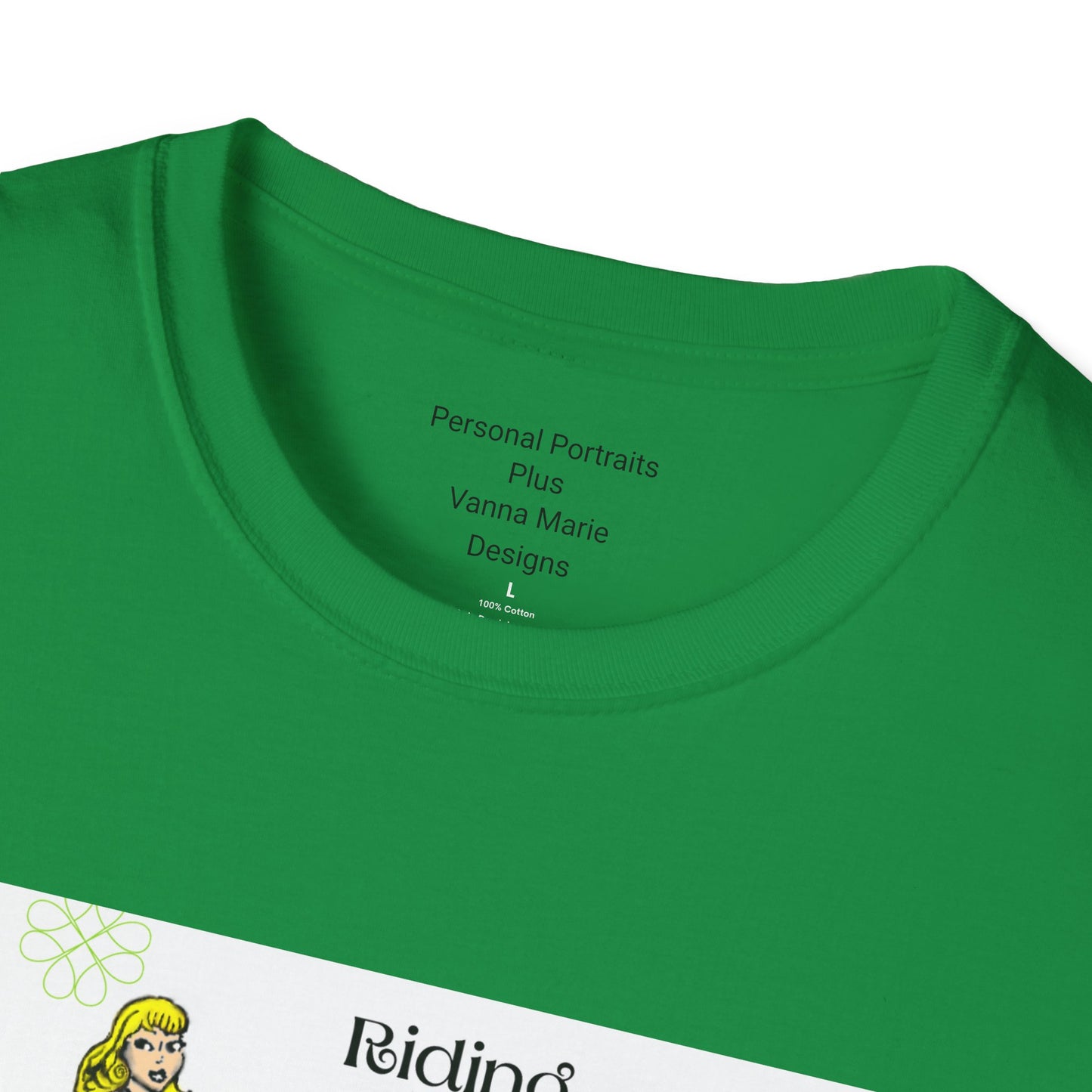 Unisex Softstyle T-Shirt/ Riding with clovers/blonde