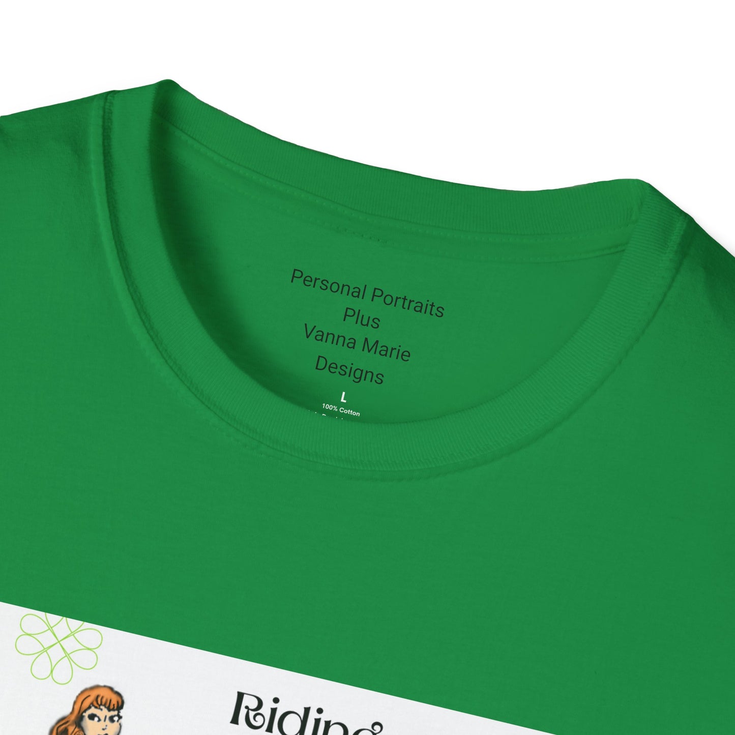 Unisex Softstyle T-Shirt Riding with clovers/ Redhead