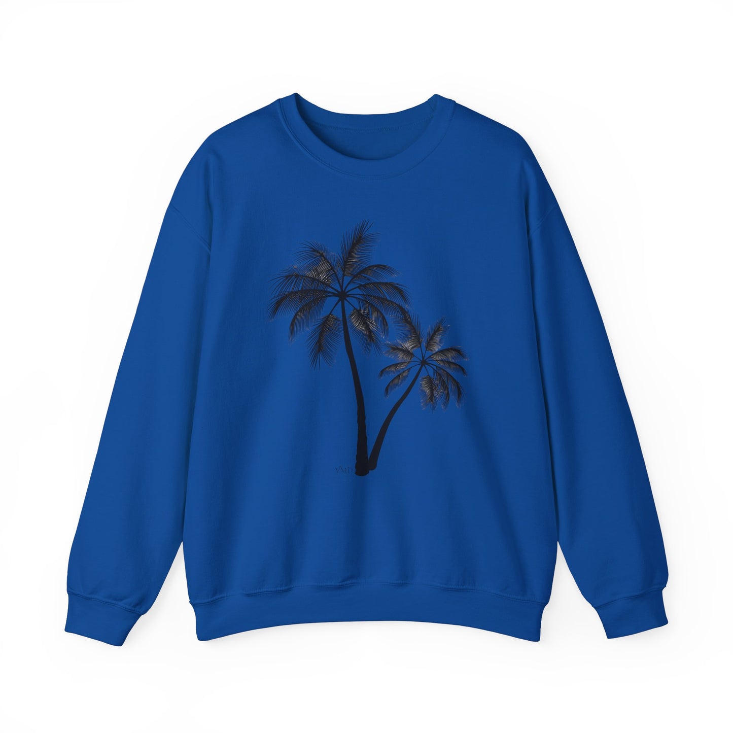 Womans Heavy Blend™ Crewneck Sweatshirt/2 Palm Trees/Black/White