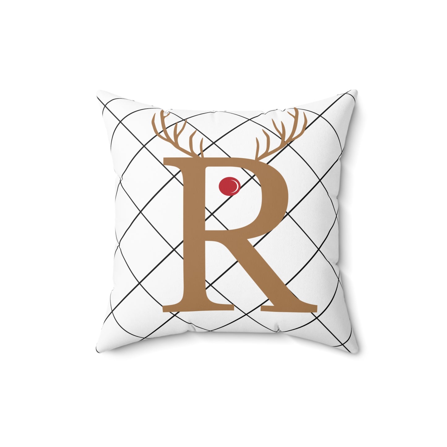 Spun Polyester Square Pillow/R/ Rudolph Red Nose Reindeer/White