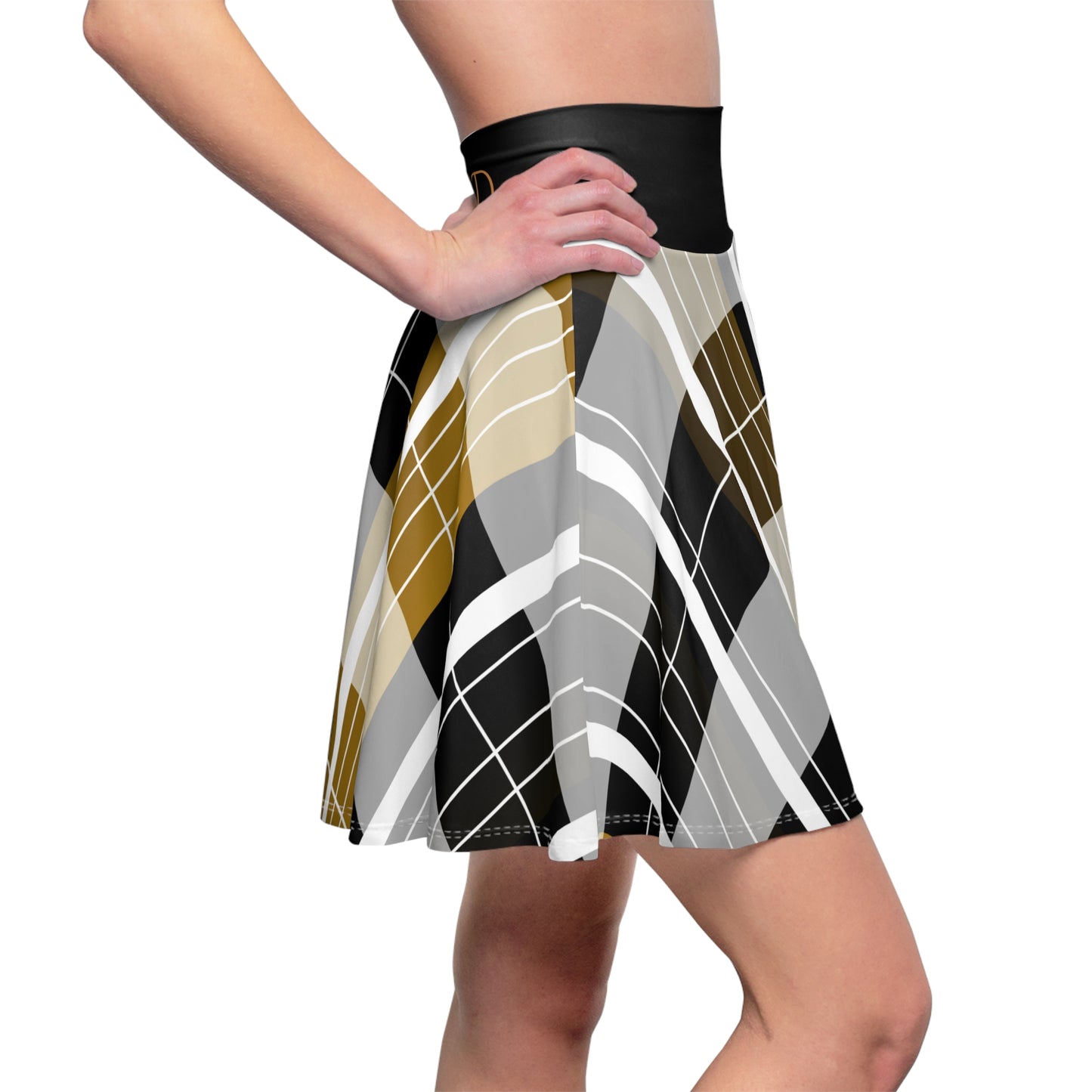 Women's Skirt (AOP)Brown and Gold Plaid