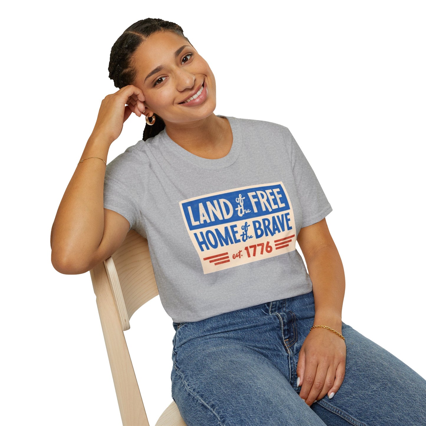 Unisex Softstyle T-Shirt/4th of July/Land of the Free Home of the Brave