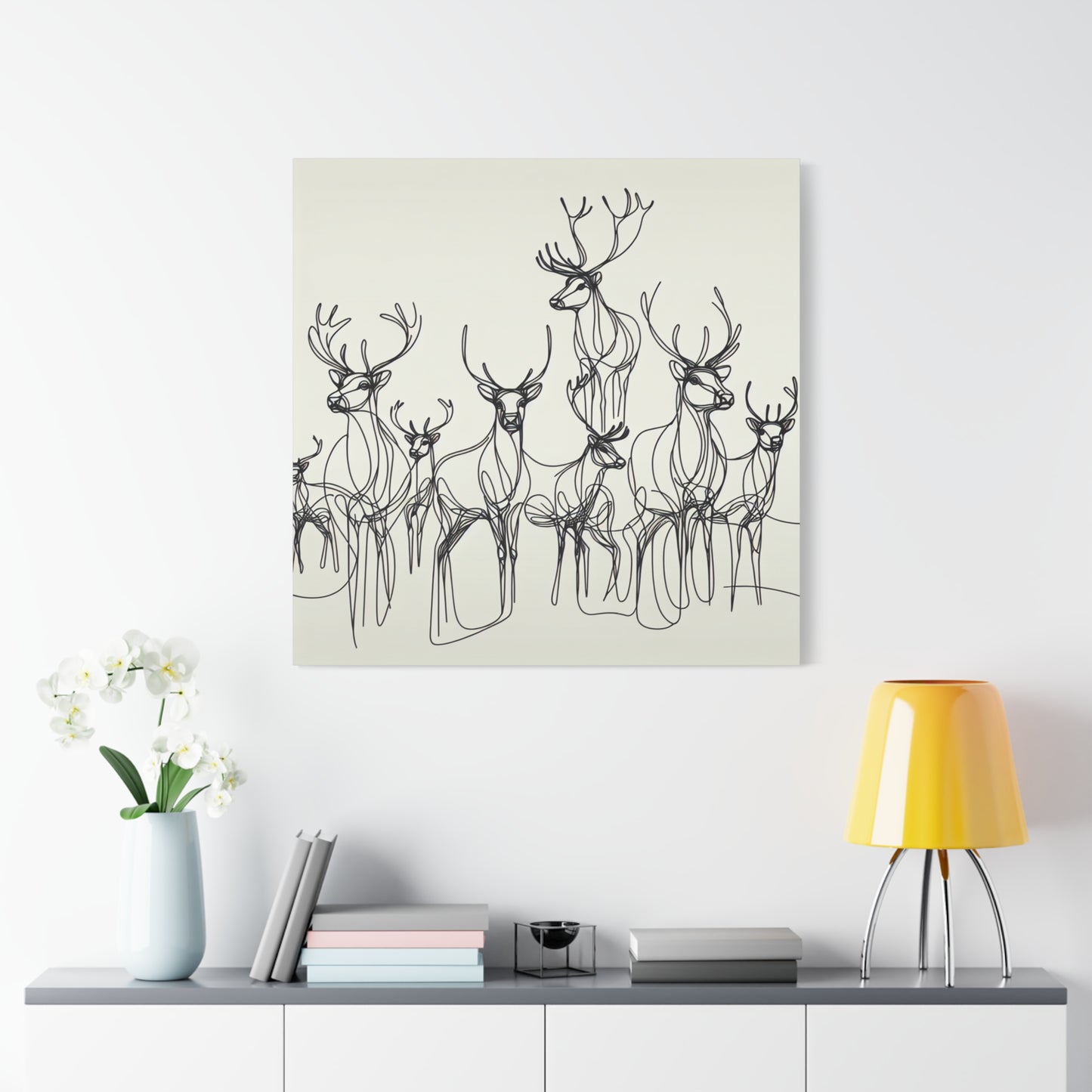 Matte Canvas, Stretched, 1.25"/Reindeer/Line art