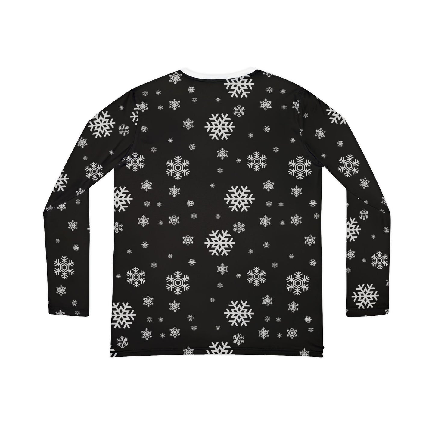 Women's Long Sleeve V-neck Shirt (AOP)/ Black/White Snowflakes/Holiday