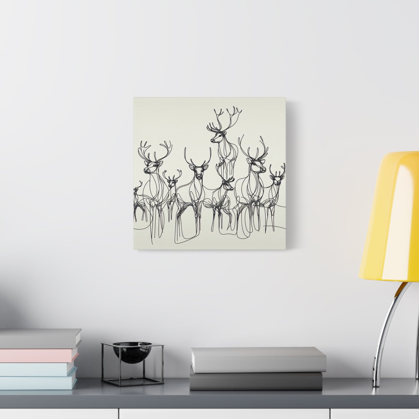 Matte Canvas, Stretched, 1.25"/Reindeer/Line art