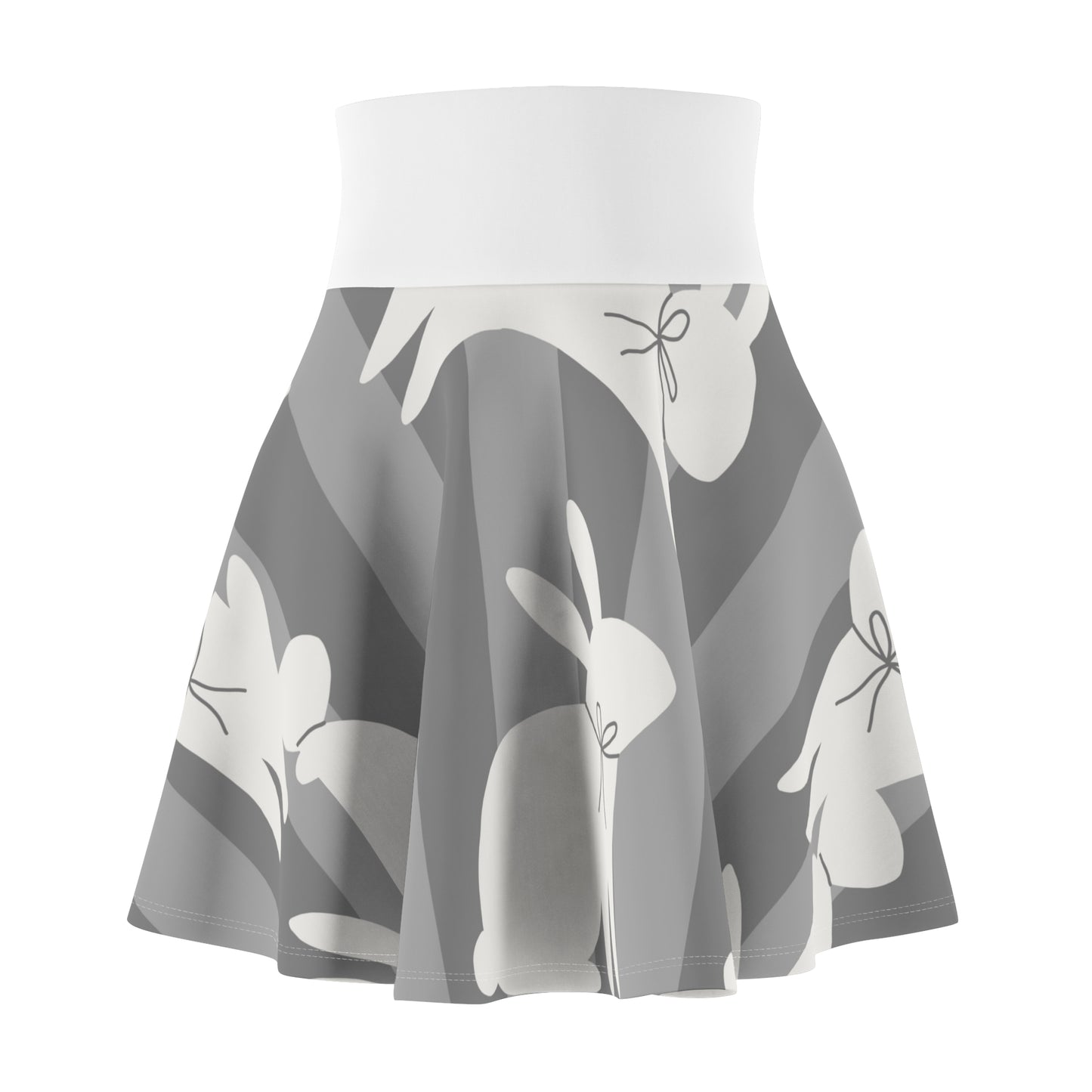 Women's Easter Skirt (AOP)/White Bunnies/Grey Background