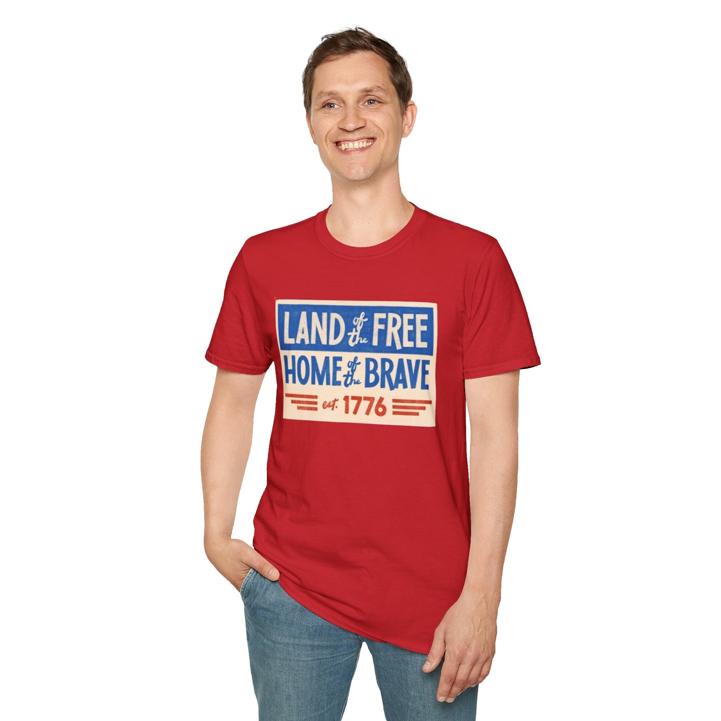 Unisex Softstyle T-Shirt/4th of July/Land of the Free Home of the Brave