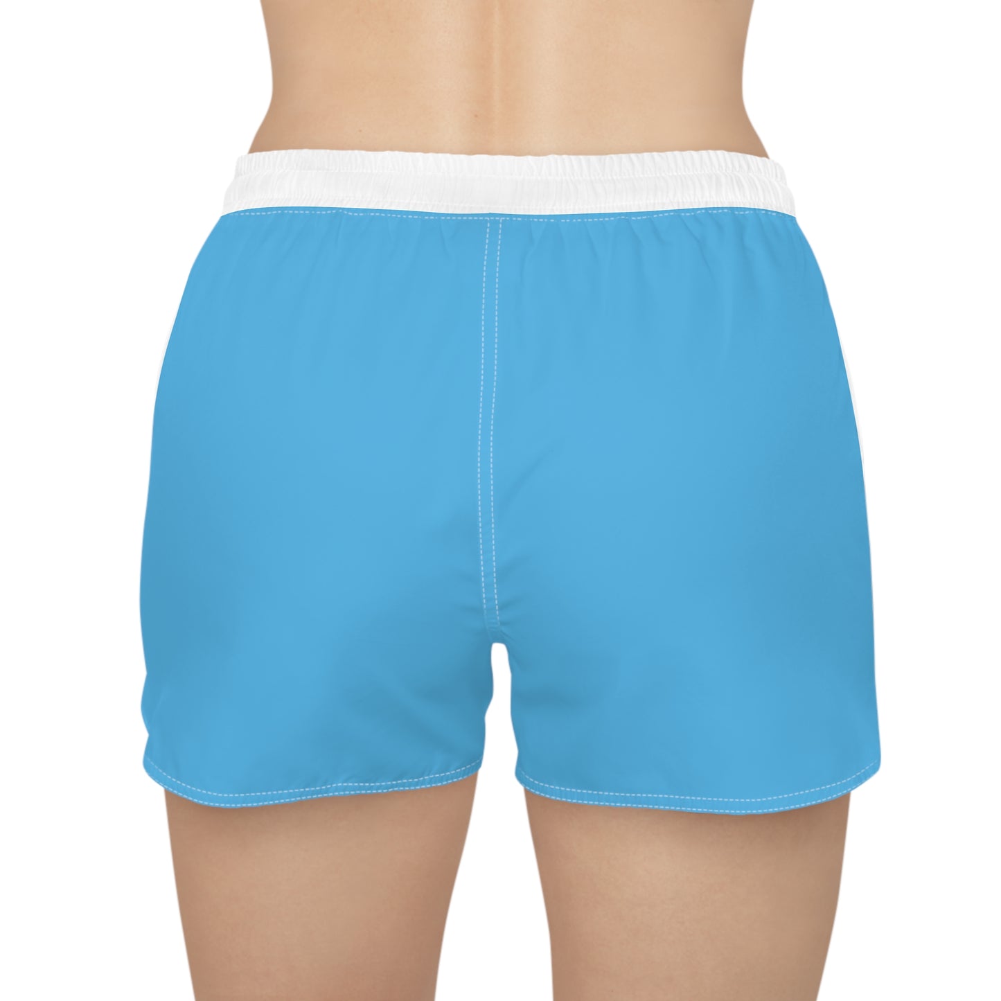 Women's Casual Shorts (AOP)/Solid Sky Blue/White Strip