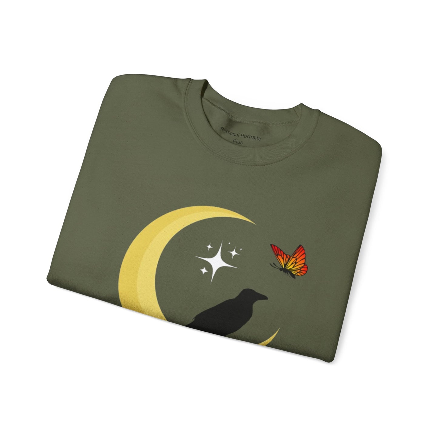 Woman's Heavy Blend™ Crewneck Sweatshirt/ Crow on the moon/White star/Fall