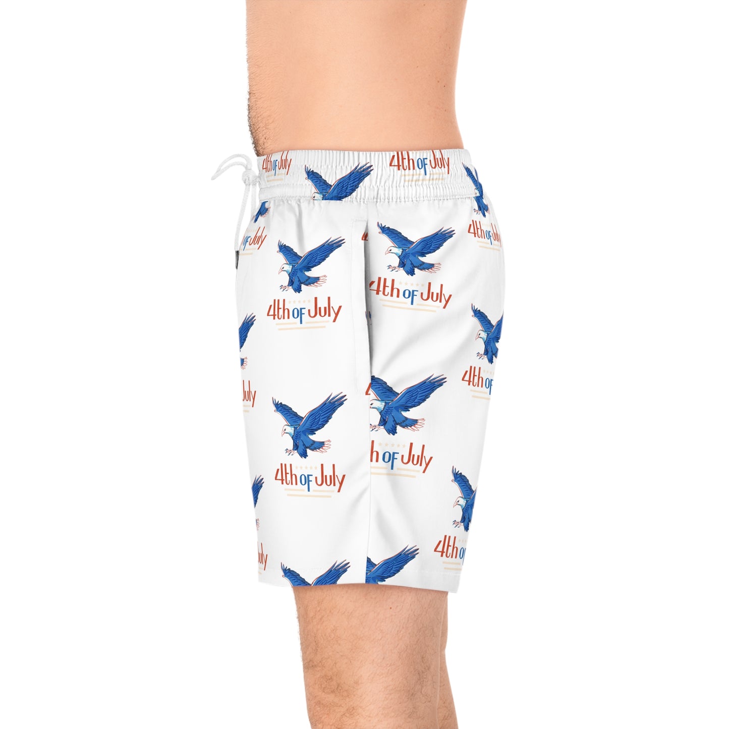 Men's Mid-Length Swim Shorts (AOP)/4th of July/Bald Eagle