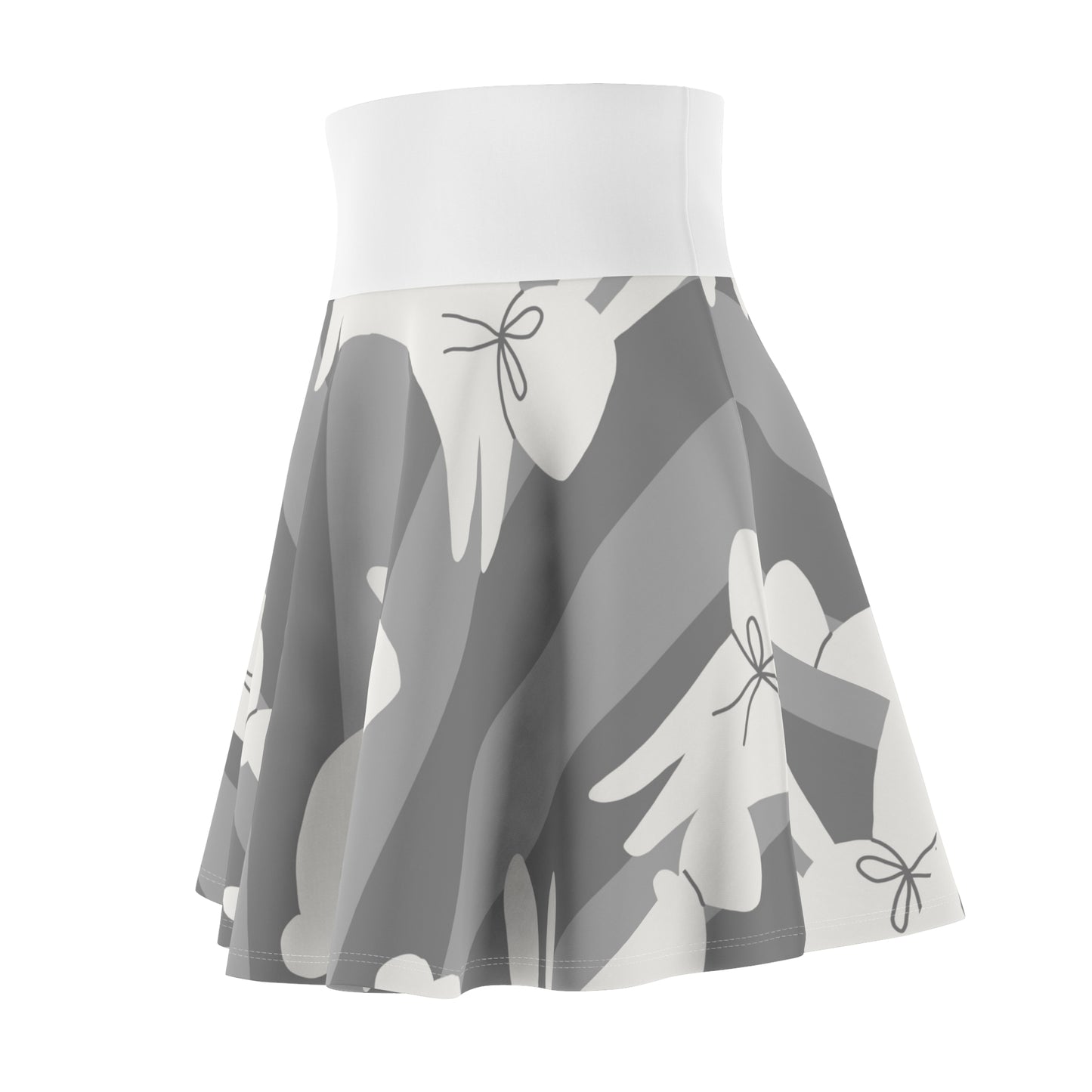 Women's Easter Skirt (AOP)/White Bunnies/Grey Background