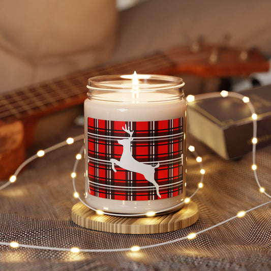 Scented Soy Candle, 9oz/Red/Black/White Plaid/ White Reindeer/Holiday