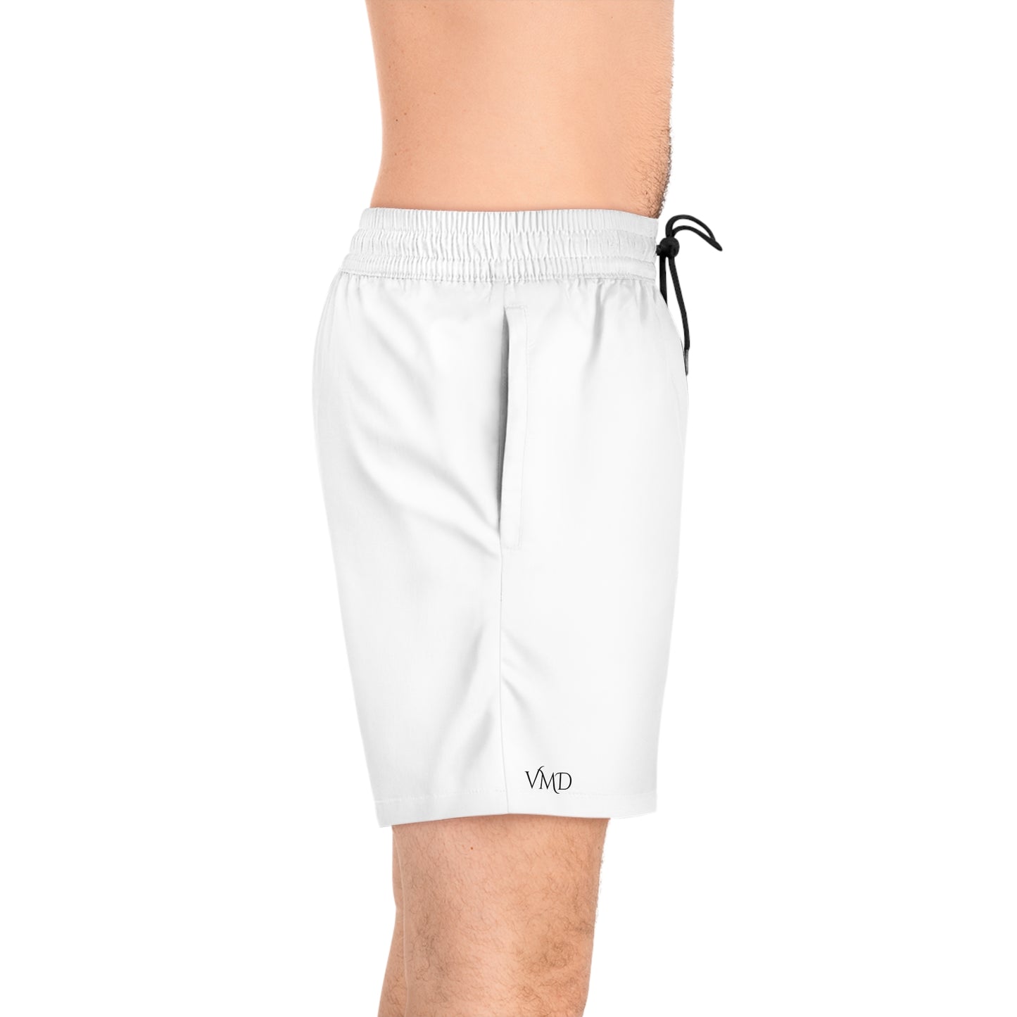 Men's Mid-Length Swim Shorts (AOP)/2 Palm Trees/Black/White