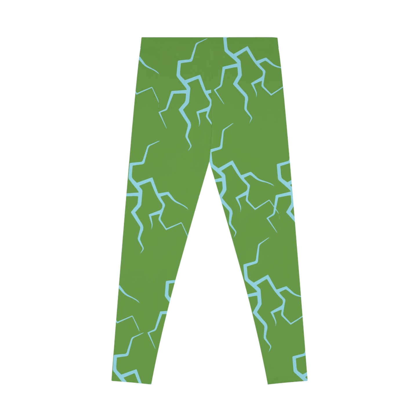 Women's Stretchy Leggings/Green (AOP)/ Lightning bolts