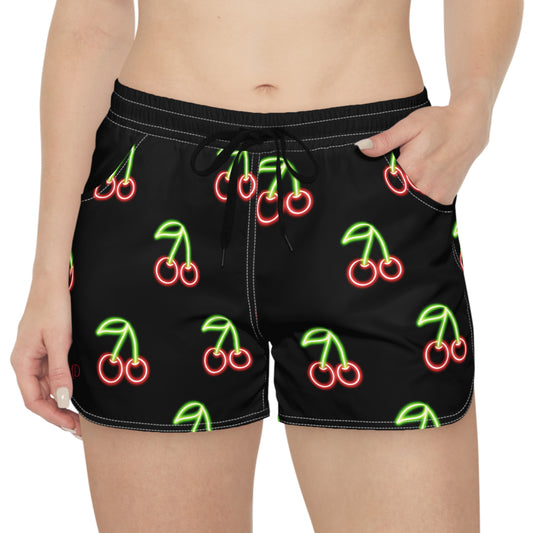 Women's Casual Shorts (AOP)Neon Cherries