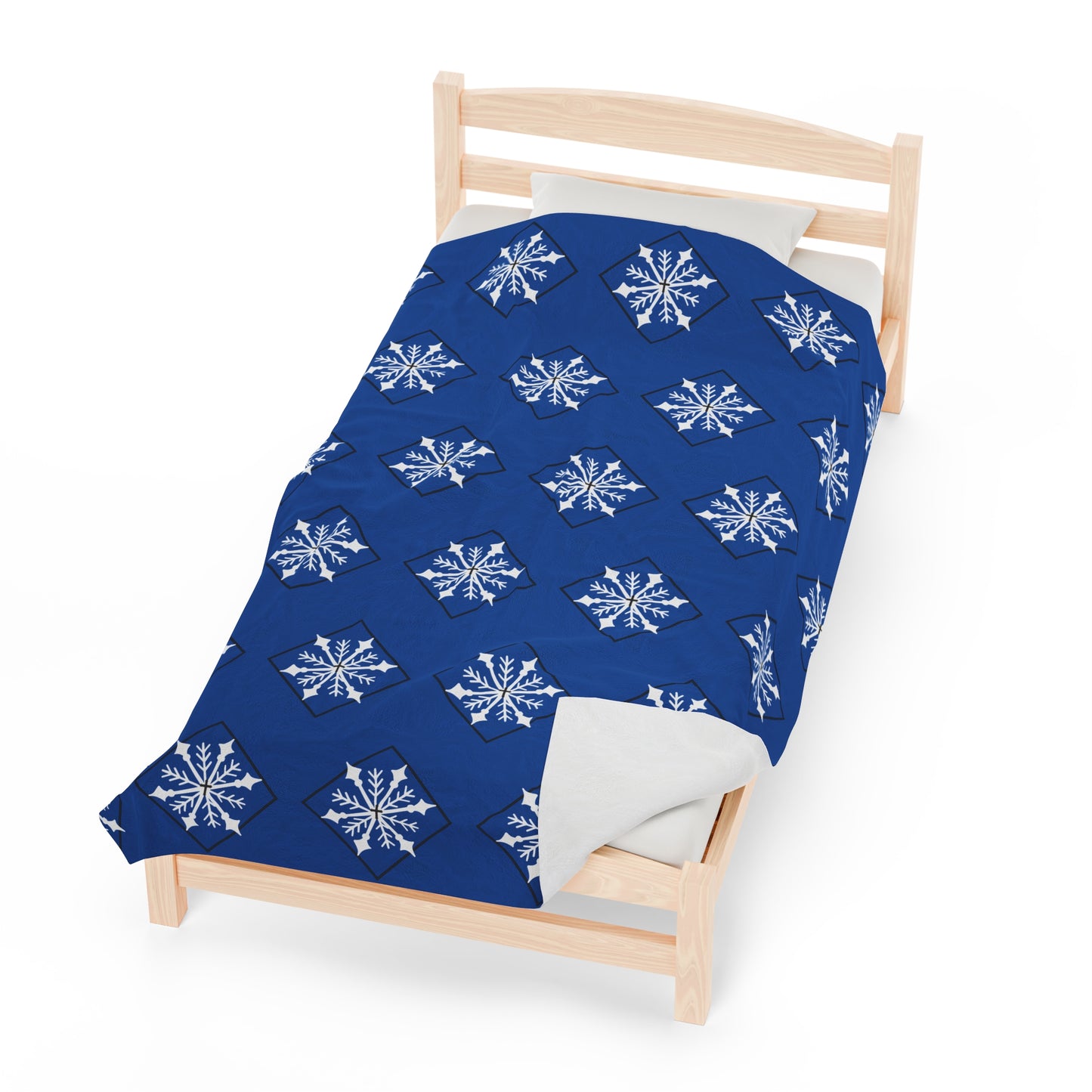 Velveteen Plush Blanket/Holiday/Snowflake/Blue