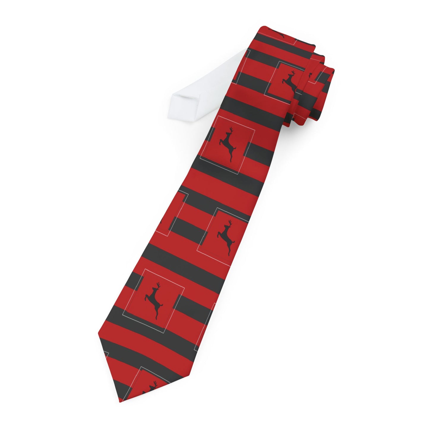 Men's Necktie/ Reindeer Black/Red Striped