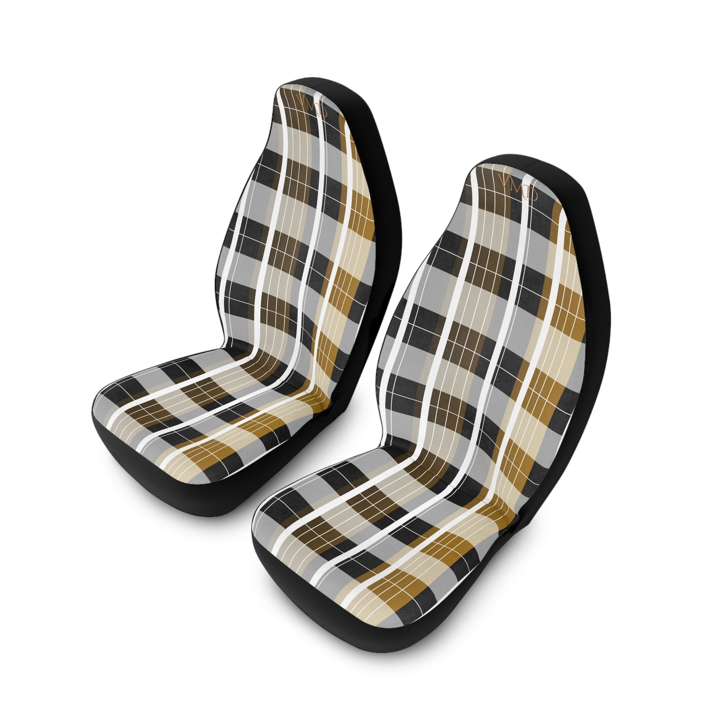 Polyester Car Seat Covers/Gold and Black Gradient Plaid