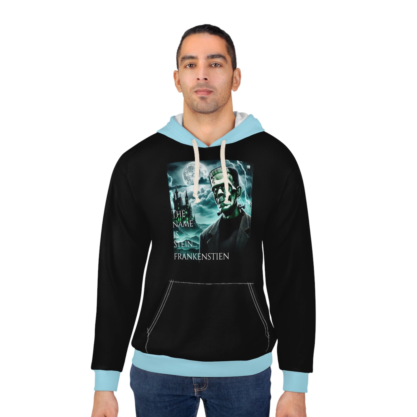 Unisex Pullover Hoodie (AOP)/ The name is Frank... Frankenstein/Halloween