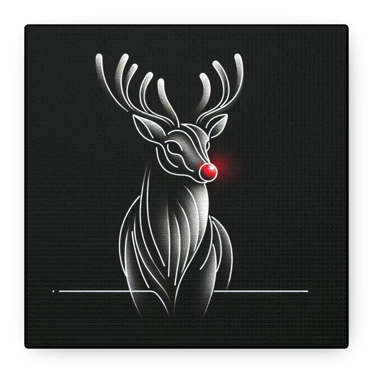 Matte Canvas, Stretched, 1.25"/ Rudolph/ Line Art/ Black/BG