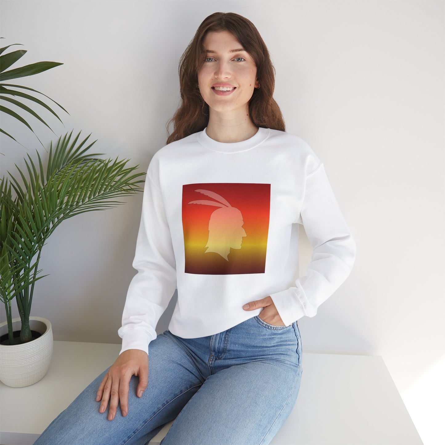 Unisex Heavy Blend™ Crewneck Sweatshirt/Native American/Fall Gradient