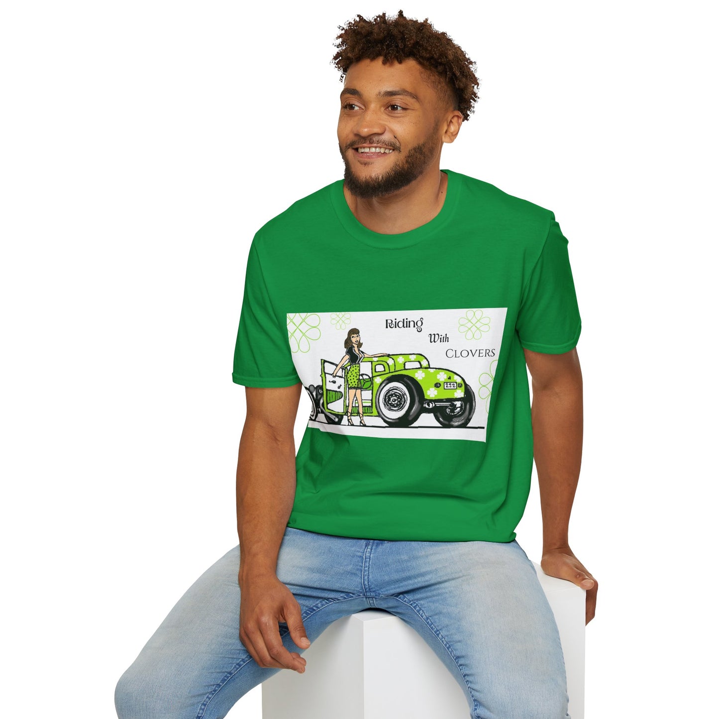 Unisex Softstyle T-Shirt/Riding with Clovers/brunnett