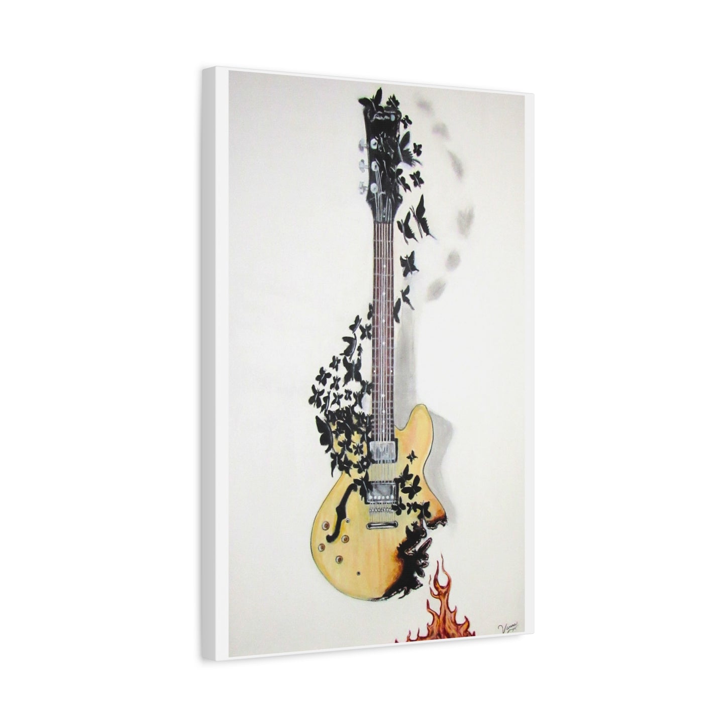 Matte Canvas, Stretched, 1.25" Acrylic Painting Print/ Music Never Dies Guitar