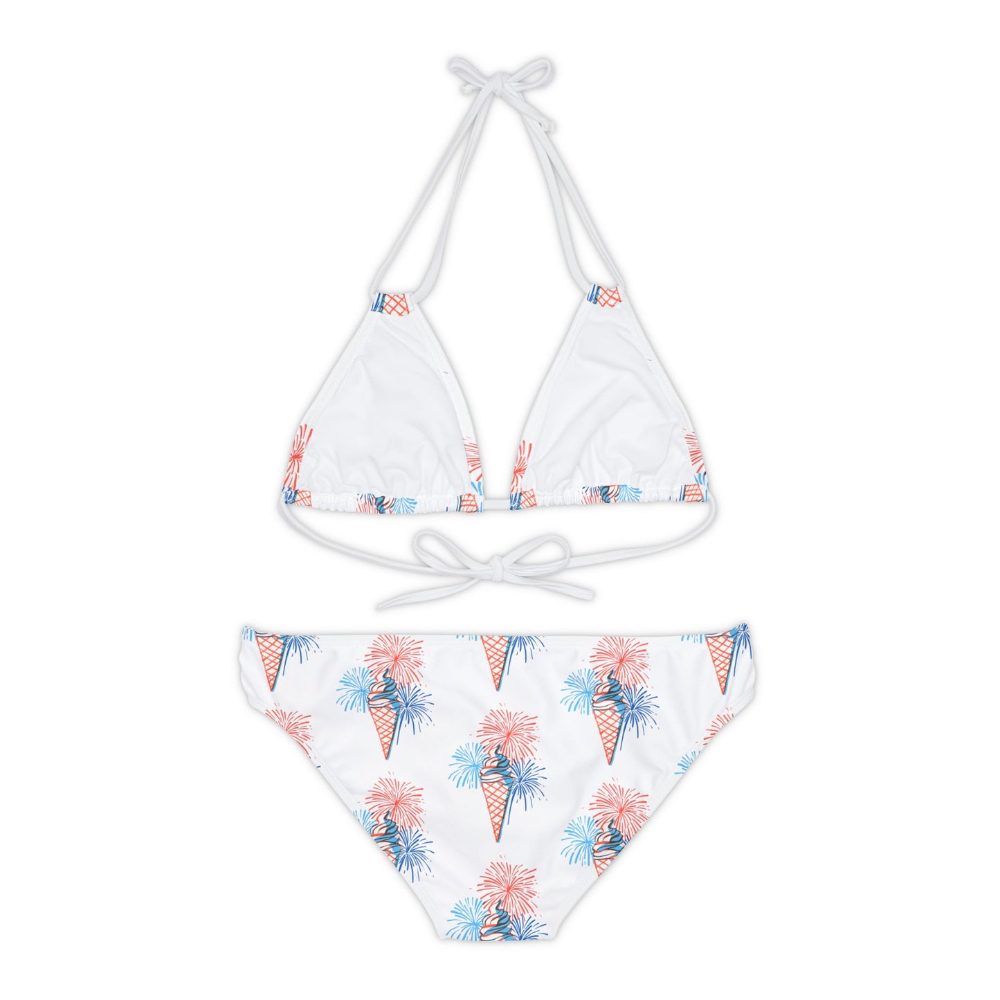 Strappy Bikini Set (AOP)/Ice Cream Cone/Fireworks/R/W/B