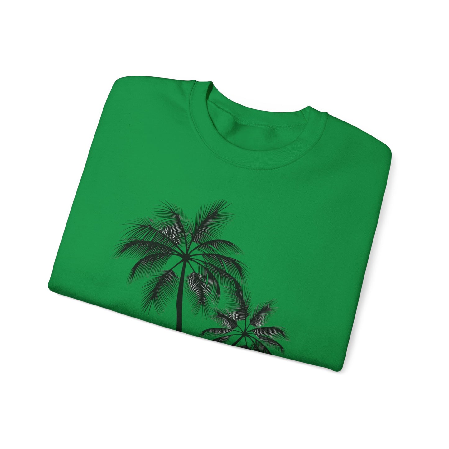 Womans Heavy Blend™ Crewneck Sweatshirt/2 Palm Trees/Black/White