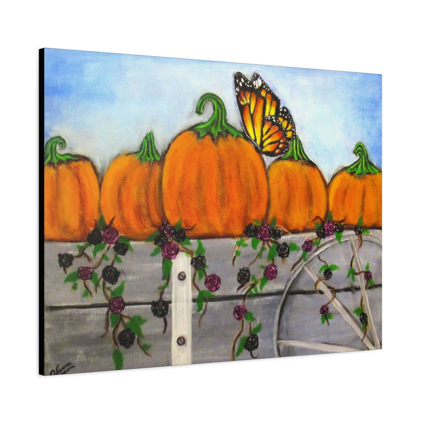 Matte Canvas, Stretched, 1.25"/Fall/Pumpkins in a Wagon