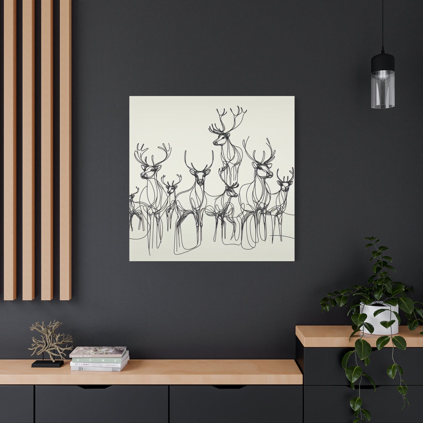 Matte Canvas, Stretched, 1.25"/Reindeer/Line art