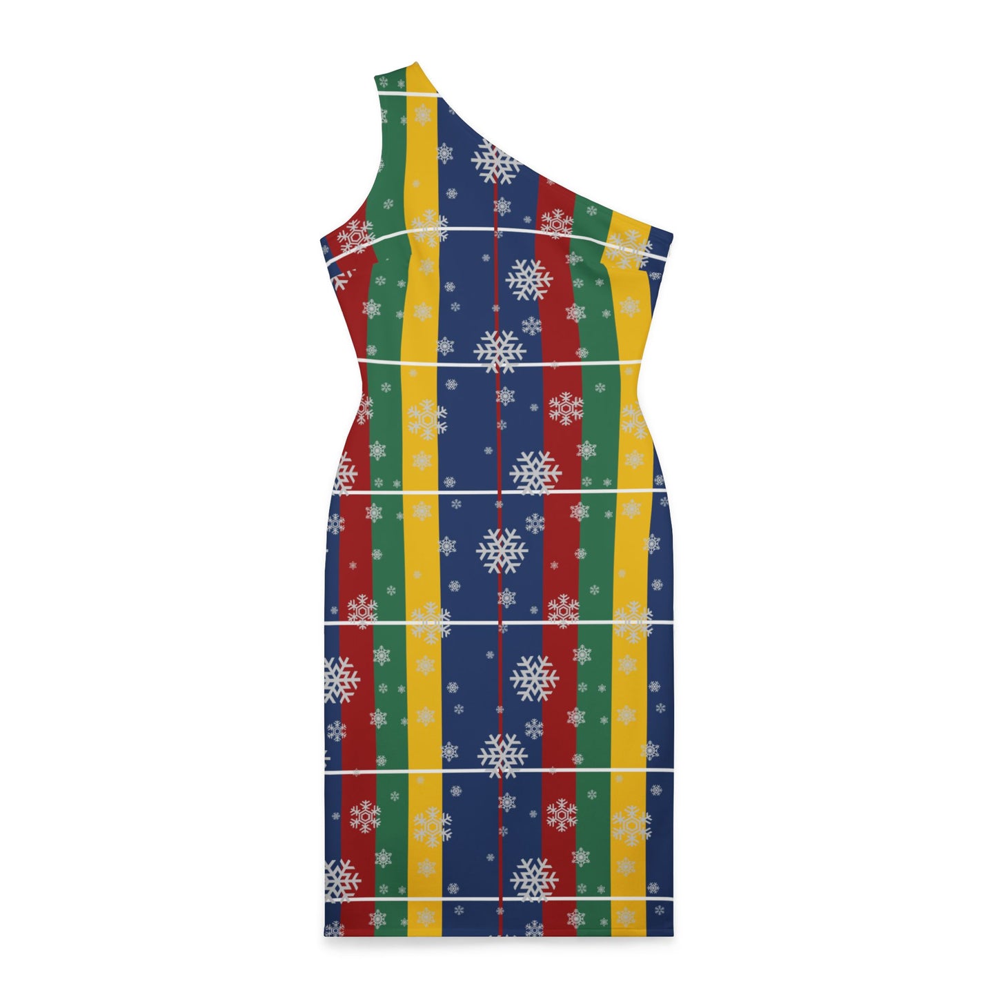 Women's Shoulder Dress (AOP) /Holiday/Blue /Red /Green/ Yellow/ Plaid/ White Snowflakes