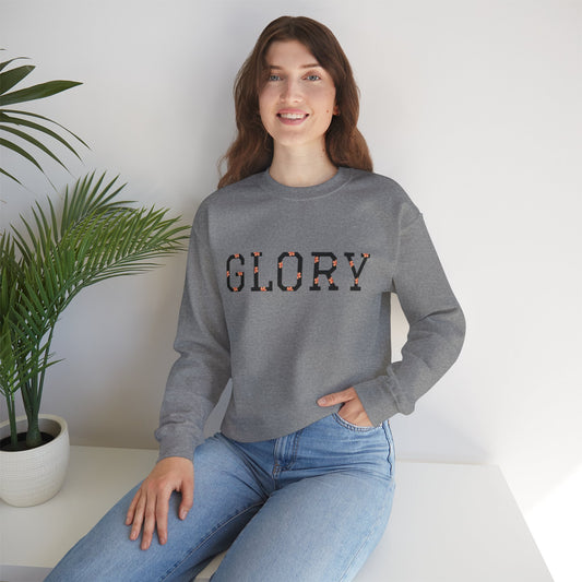 Womans/Heavy Blend™ Crewneck Sweatshirt/Glory/Black/Orange Daisies