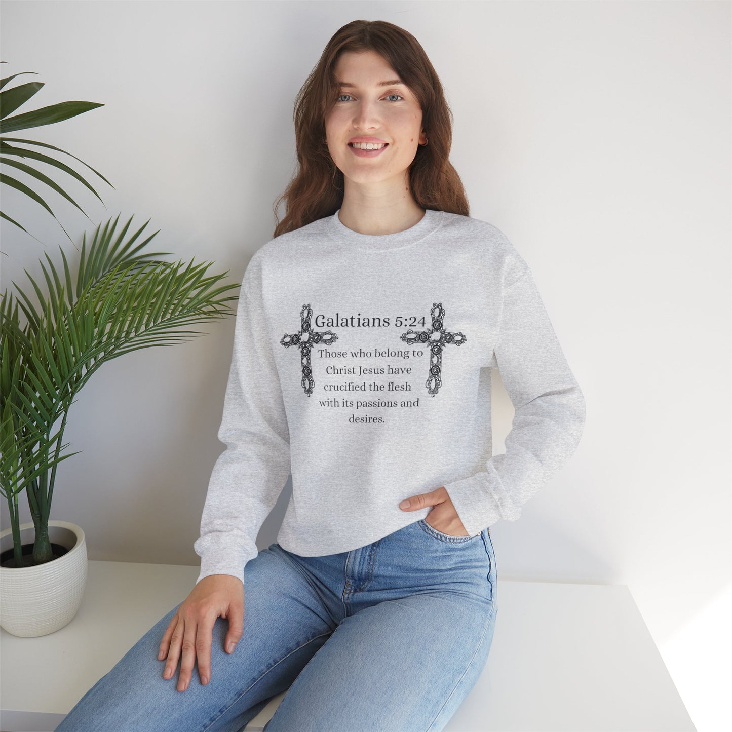 Unisex Heavy Blend™ Crewneck Sweatshirt/Galatians 5:24