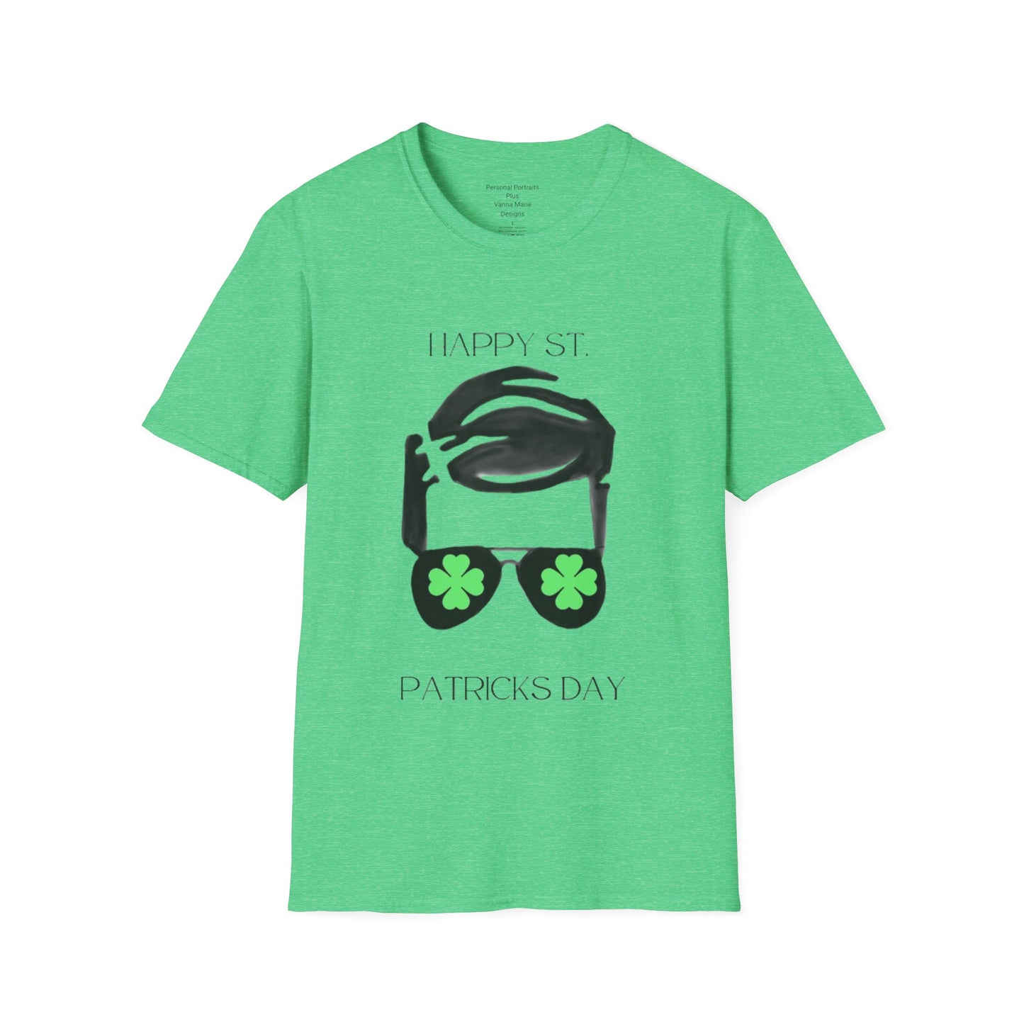 Unisex Softstyle T-Shirt/Happy St. Patricks' Day/Black Glasses/Green Clovers