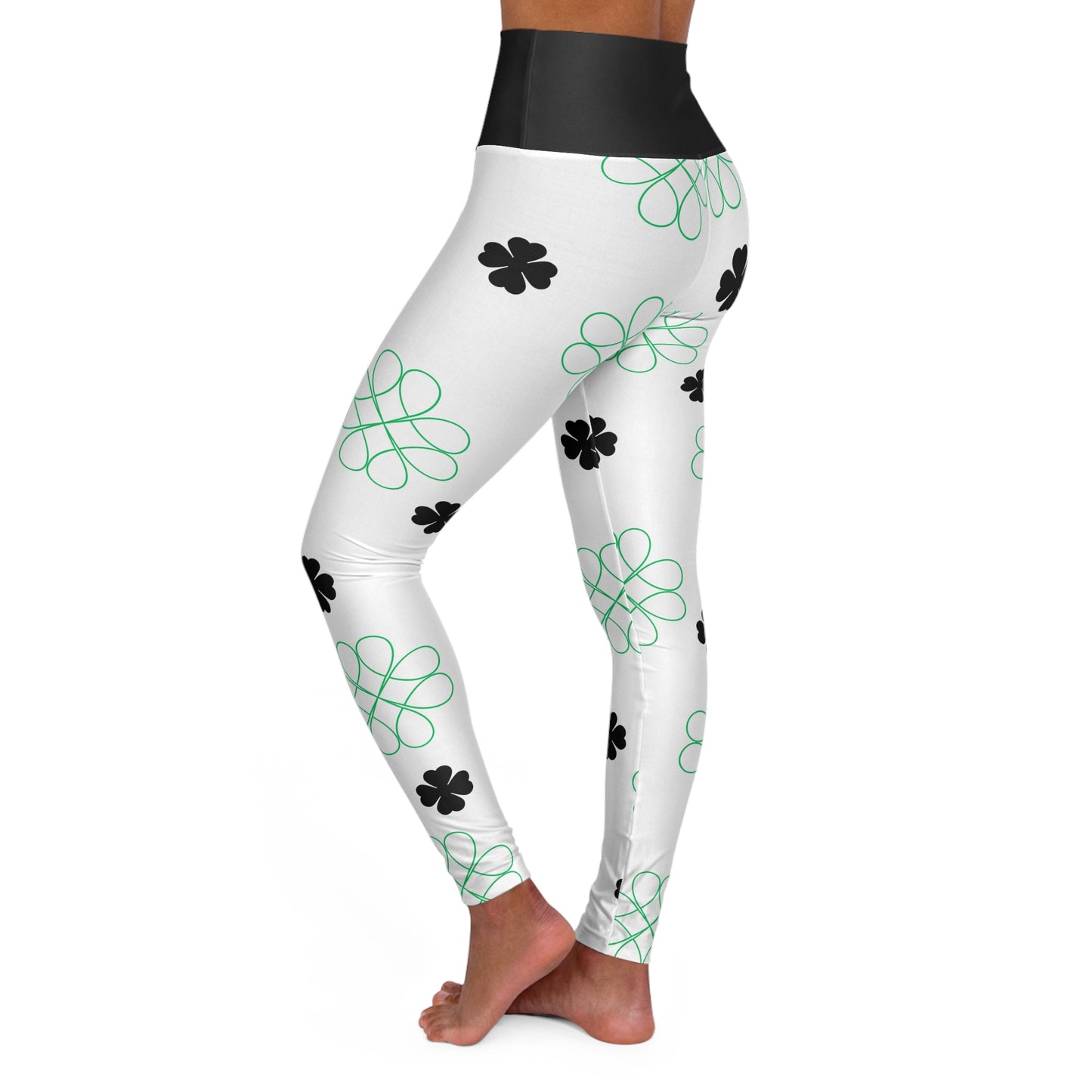 High Waisted Yoga Leggings (AOP) St Patrick's Day/Clovers