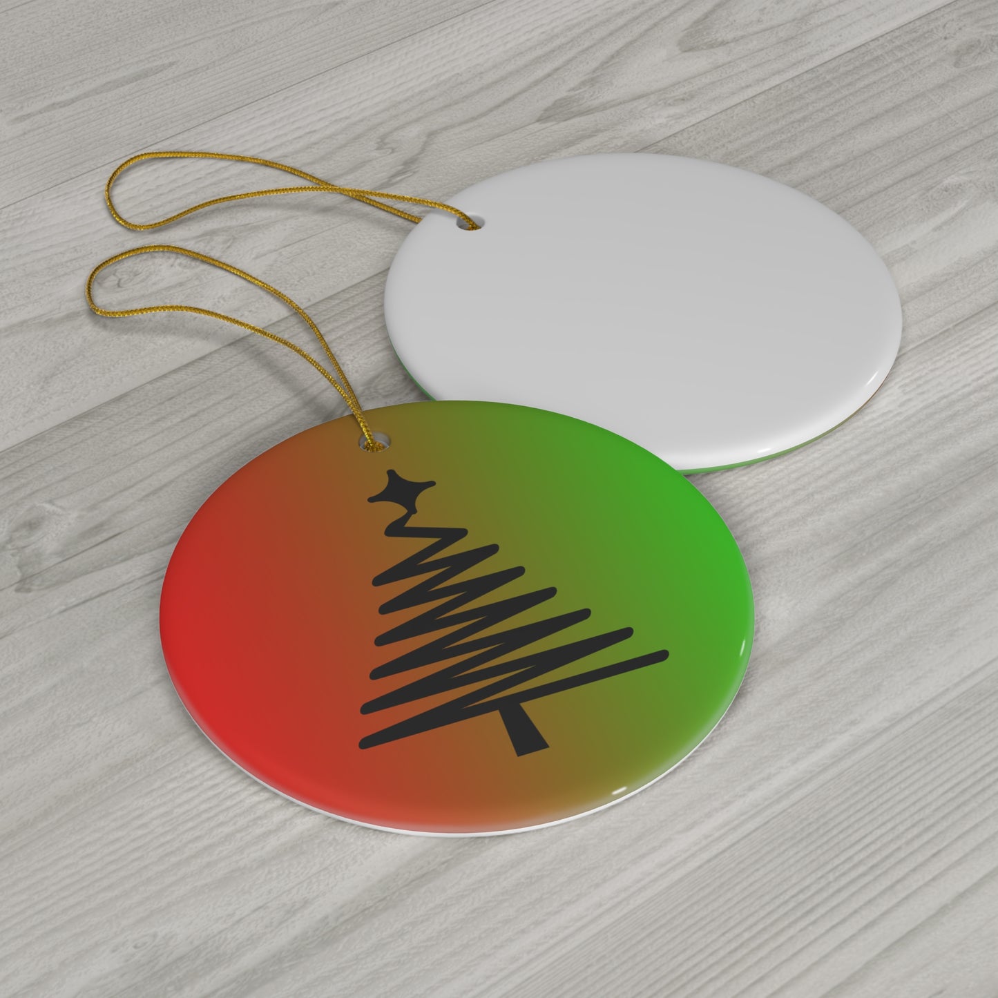 Ceramic Ornament, 4 Shapes/Red/Green Gradient/Christmas Tree