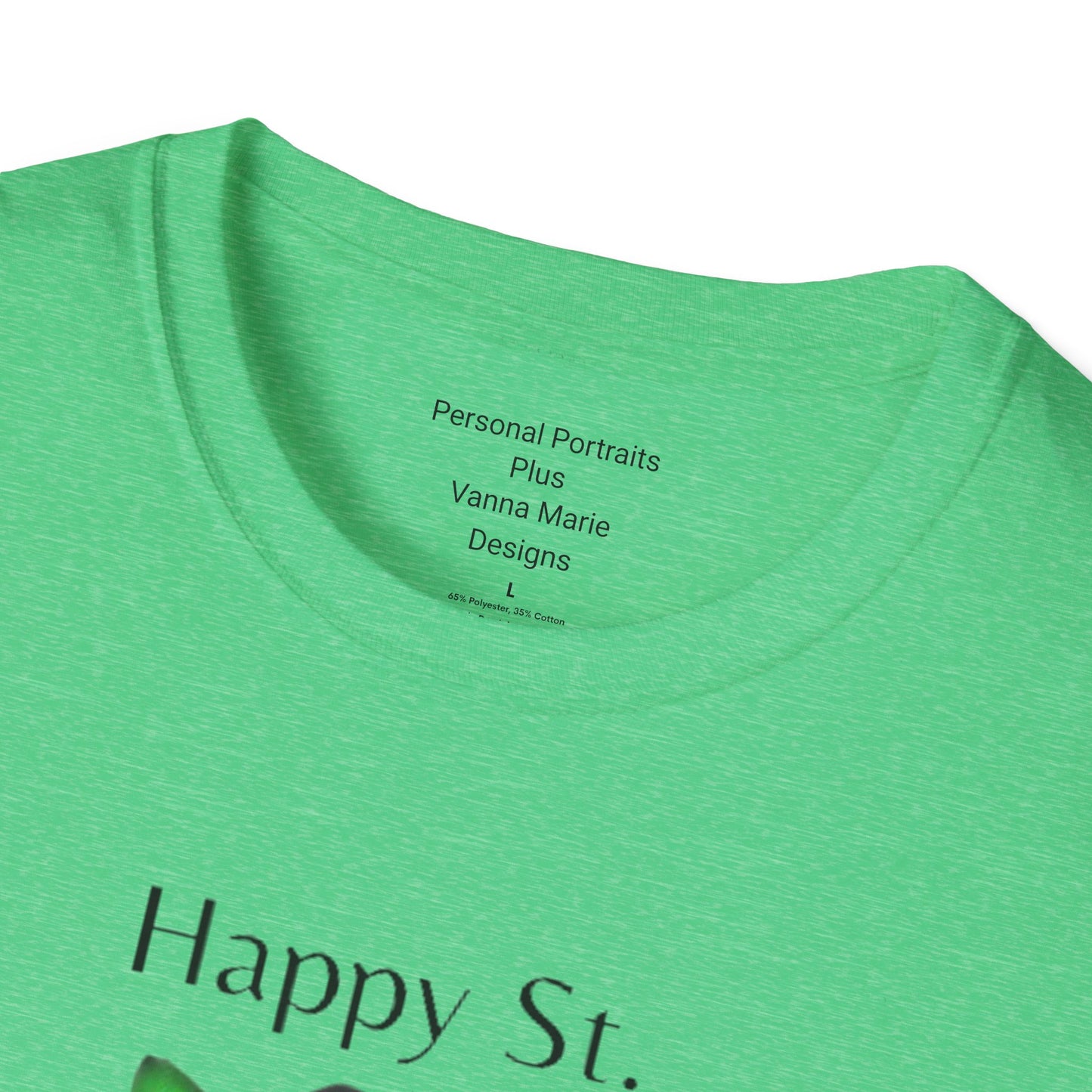 Unisex Softstyle T-Shirt/Happy St. Patricks Day/ Woman/ Brunette/ Green Glasses/Wine Glass