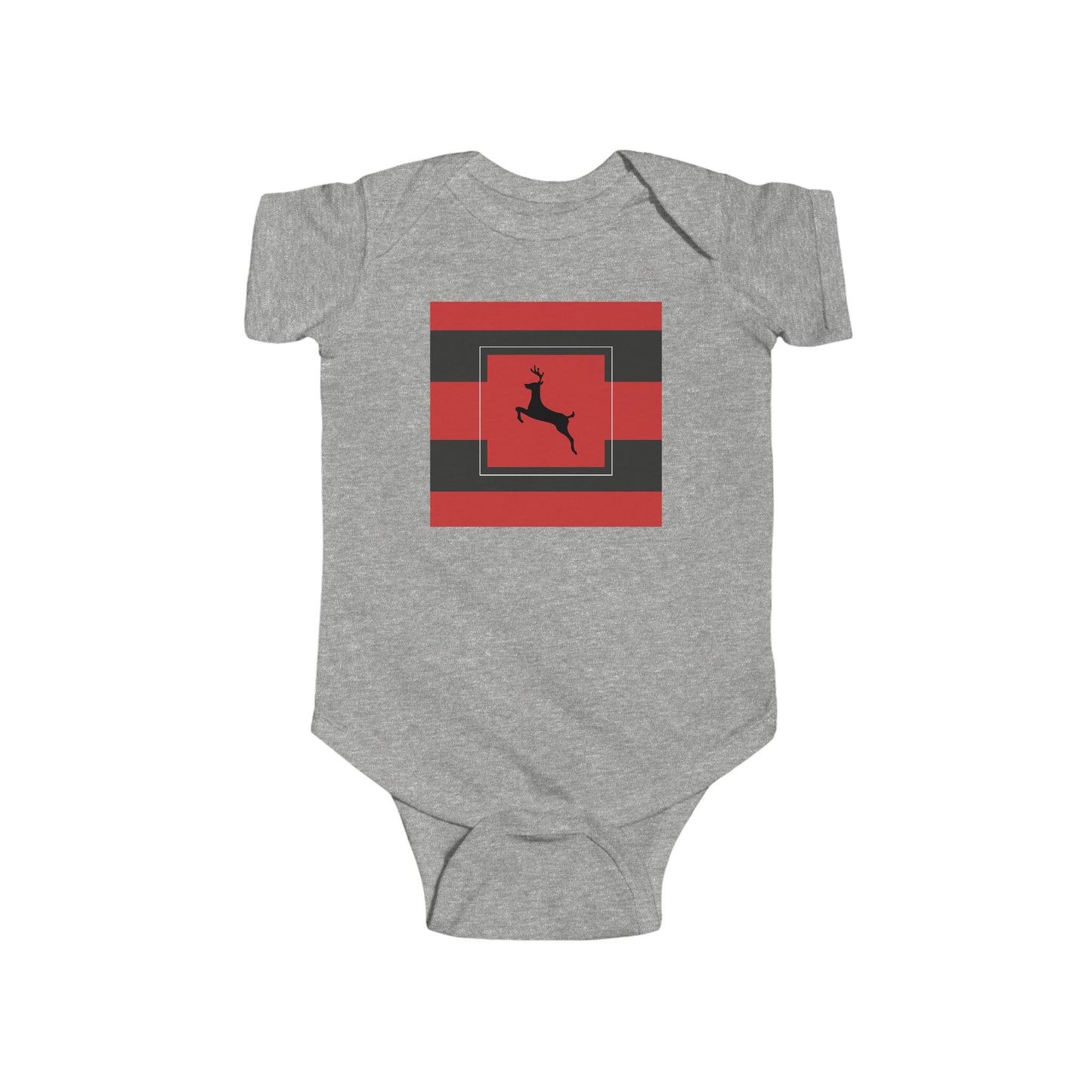 Infant Fine Jersey Bodysuit/ Reindeer/ Red/Black Striped