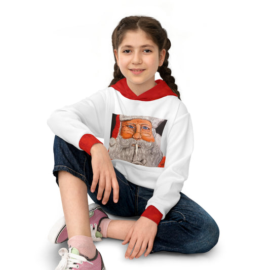 Children's Hoodie (AOP)/Santa/White