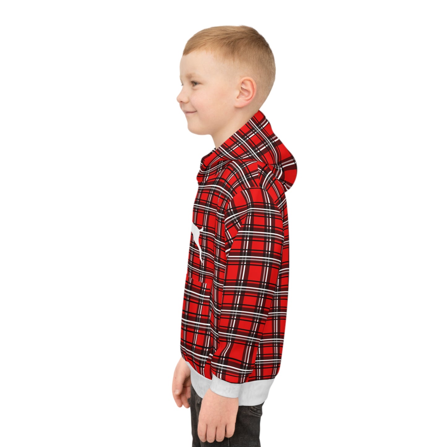 Children's Hoodie (AOP) / White Reindeer/Red/Black/Plaid/Holiday