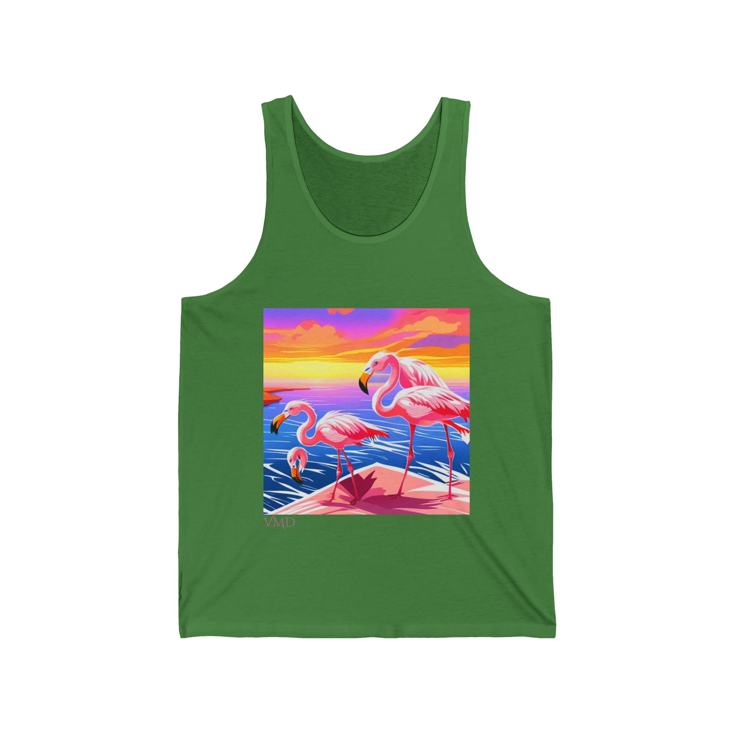 Womans Jersey Tank/Flamingos/water