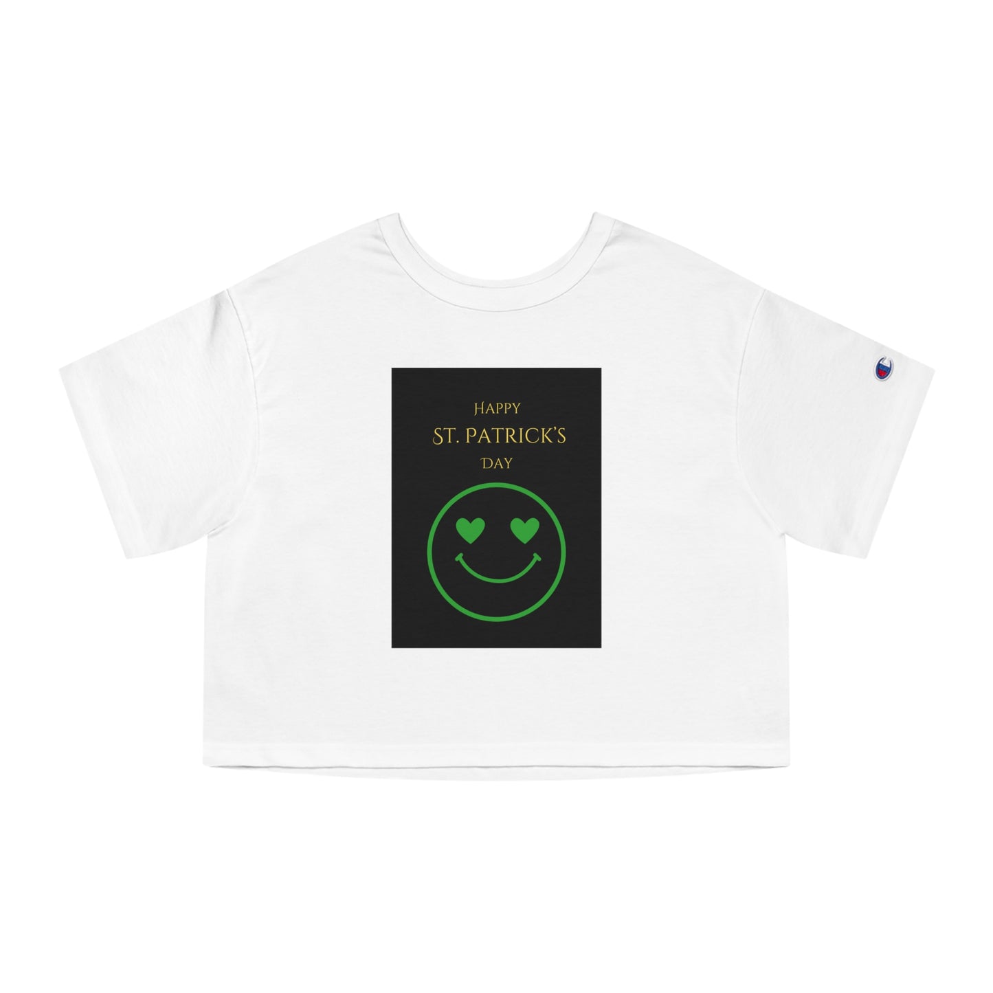 Champion Women's Cropped T-Shirt/ Happy St Patrick's Day/Smiley girl