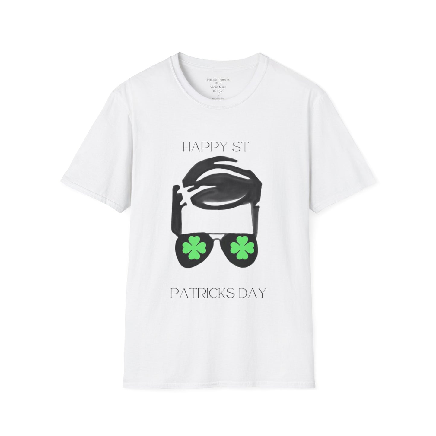 Unisex Softstyle T-Shirt/Happy St. Patricks' Day/Black Glasses/Green Clovers